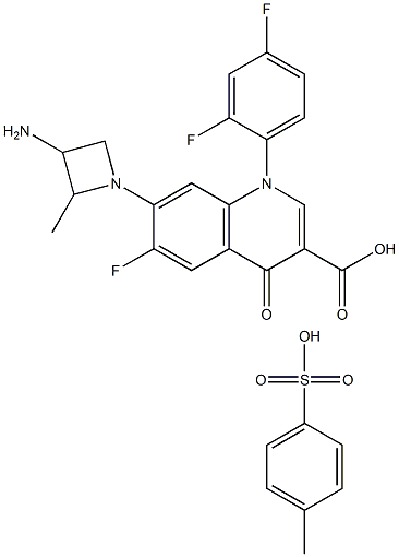 7(3-amino-2-methyl-1-azetidinyl)-1-(2,4- difluorophenyl)-1,4-dihydro-6-fluoro-4-oxo-3-quinolinecarboxylic acid tosylate Structure