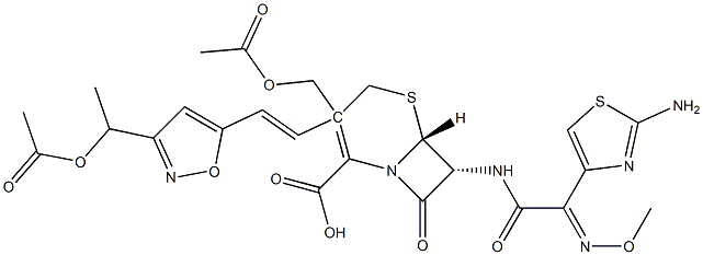  3-((3-(1-acetoxyethyl)isoxazol-5-yl)ethenyl)-7-((2-aminothiazol-4-yl)-2-(methoxyimino)acetamido)cephalosporanic acid