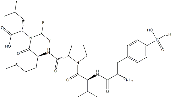 4-phosphono(difluoromethyl)phenylalanyl-valyl-prolyl-methionyl-leucine Struktur
