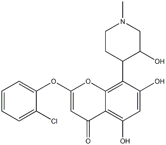 2-(2-chlorophenoxy)-5,7-dihydroxy-8-(3-hydroxy-1-methyl-4-piperidinyl)-4H-1-benzopyran-4-one Structure