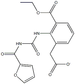 D(-)-Α-[3-(2-糠酰)脲基]苯乙酸乙氧羰基酯, , 结构式