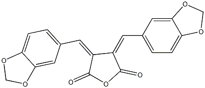 (3Z,4Z)-3,4-bis(benzo[1,3]dioxol-5-ylmethylidene)oxolane-2,5-dione 化学構造式