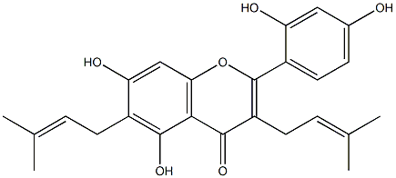 2-(2,4-dihydroxyphenyl)-5,7-dihydroxy-3,6-bis(3-methylbut-2-enyl)chromen-4-one,,结构式