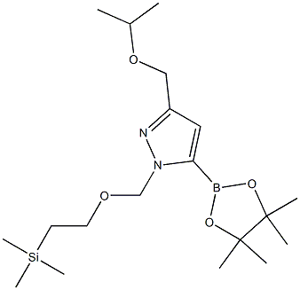 3-(isopropoxymethyl)-5-(4,4,5,5-tetramethyl-1,3,2-dioxaborolan-2-yl)-1-((2-(trimethylsilyl)ethoxy)methyl)-1H-pyrazole Struktur