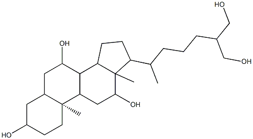 (10S)-17-[7-hydroxy-6-(hydroxymethyl)heptan-2-yl]-10,13-dimethyl-2,3,4,5,6,7,8,9,11,12,14,15,16,17-tetradecahydro-1H-cyclopenta[a]phenanthrene-3,7,12-triol 化学構造式