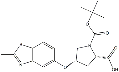 (2S,4S)-4-(2-Methyl-3a,7a-dihydro-benzothiazol-5-yloxy)-pyrrolidine-1,2-dicarboxylic acid 1-tert-butyl ester,,结构式
