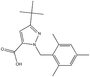 3-(TERT-BUTYL)-1-(2,4,6-TRIMETHYLBENZYL)PYRAZOLE-5-CARBOXYLIC ACID Structure