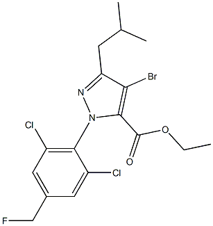 4-BROMO-1-[2,6-DICHLORO-4-(FLUOROMETHYL)PHENYL]-3-(2-METHYLPROPYL)-1H-PYRAZOLE-5-CARBOXYLIC ACID ETHYL ESTER Structure