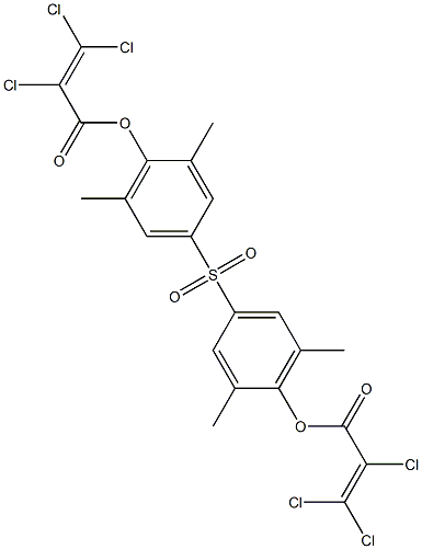 4-({3,5-dimethyl-4-[(2,3,3-trichloroacryloyl)oxy]phenyl}sulfonyl)-2,6-dimethylphenyl 2,3,3-trichloroacrylate 化学構造式