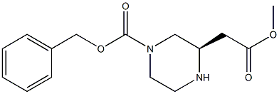 (R)-benzyl 3-(2-methoxy-2-oxoethyl)piperazine-1-carboxylate 化学構造式