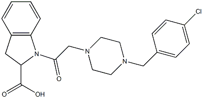 1-{2-[4-(4-CHLORO-BENZYL)-PIPERAZIN-1-YL]-ACETYL}-2,3-DIHYDRO-1H-INDOLE-2-CARBOXYLIC ACID,,结构式