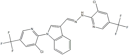 1-[3-chloro-5-(trifluoromethyl)-2-pyridinyl]-1H-indole-3-carbaldehyde N-[3-chloro-5-(trifluoromethyl)-2-pyridinyl]hydrazone 结构式