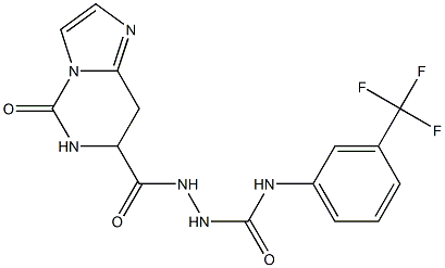 2-[(5-oxo-5,6,7,8-tetrahydroimidazo[1,2-c]pyrimidin-7-yl)carbonyl]-N-[3-(trifluoromethyl)phenyl]-1-hydrazinecarboxamide Struktur