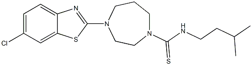 N1-isopentyl-4-(6-chloro-1,3-benzothiazol-2-yl)-1,4-diazepane-1-carbothioamide,,结构式