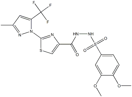 3,4-dimethoxy-N'-({2-[3-methyl-5-(trifluoromethyl)-1H-pyrazol-1-yl]-1,3-thiazol-4-yl}carbonyl)benzenesulfonohydrazide Structure