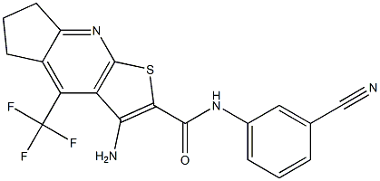 3-amino-N-(3-cyanophenyl)-4-(trifluoromethyl)-6,7-dihydro-5H-cyclopenta[b]thieno[3,2-e]pyridine-2-carboxamide 结构式
