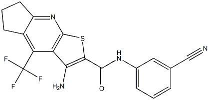 3-amino-N-(3-cyanophenyl)-4-(trifluoromethyl)-6,7-dihydro-5H-cyclopenta[b]thieno[3,2-e]pyridine-2-carboxamide,,结构式