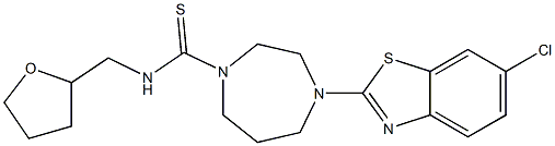 N1-tetrahydrofuran-2-ylmethyl-4-(6-chloro-1,3-benzothiazol-2-yl)-1,4-diazepane-1-carbothioamide Struktur