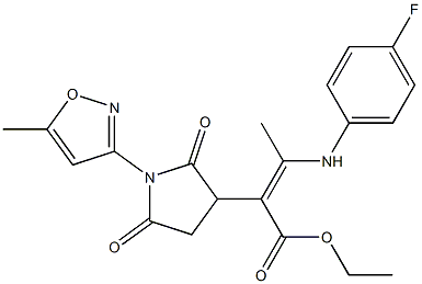 ethyl 3-(4-fluoroanilino)-2-[1-(5-methyl-3-isoxazolyl)-2,5-dioxotetrahydro-1H-3-pyrrolyl]-2-butenoate Struktur