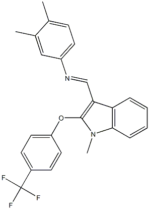 N-(3,4-dimethylphenyl)-N-((E)-{1-methyl-2-[4-(trifluoromethyl)phenoxy]-1H-indol-3-yl}methylidene)amine