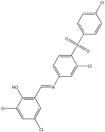 2,4-dichloro-6-[({3-chloro-4-[(4-chlorophenyl)sulfonyl]phenyl}imino)methyl]phenol Struktur