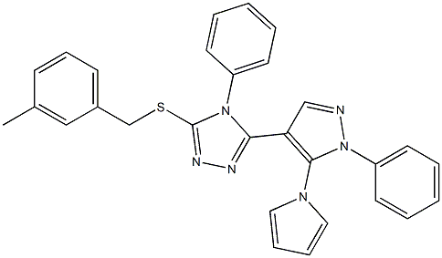 3-methylbenzyl 4-phenyl-5-[1-phenyl-5-(1H-pyrrol-1-yl)-1H-pyrazol-4-yl]-4H-1,2,4-triazol-3-yl sulfide