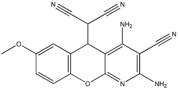 2-(2,4-diamino-3-cyano-7-methoxy-5H-chromeno[2,3-b]pyridin-5-yl)malononitrile Structure