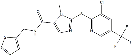 2-{[3-chloro-5-(trifluoromethyl)-2-pyridinyl]sulfanyl}-1-methyl-N-(2-thienylmethyl)-1H-imidazole-5-carboxamide,,结构式