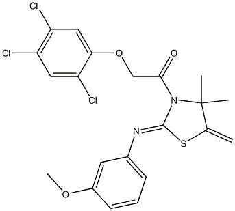 1-{2-[(3-methoxyphenyl)imino]-4,4-dimethyl-5-methylidene-1,3-thiazolan-3-yl}-2-(2,4,5-trichlorophenoxy)ethan-1-one Structure