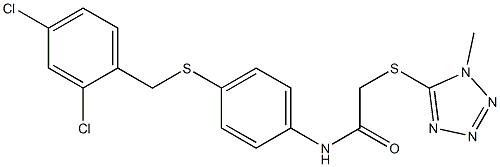 N-{4-[(2,4-dichlorobenzyl)sulfanyl]phenyl}-2-[(1-methyl-1H-1,2,3,4-tetraazol-5-yl)sulfanyl]acetamide,,结构式