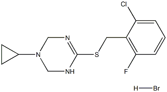 6-[(2-chloro-6-fluorobenzyl)thio]-3-cyclopropyl-1,2,3,4-tetrahydro-1,3,5-triazine hydrobromide Struktur