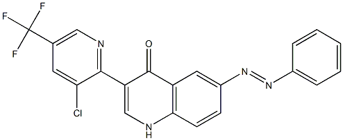 3-[3-chloro-5-(trifluoromethyl)-2-pyridinyl]-6-[(E)-2-phenyldiazenyl]-4(1H)-quinolinone Struktur