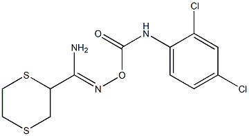 N'-{[(2,4-dichloroanilino)carbonyl]oxy}-1,4-dithiane-2-carboximidamide Struktur