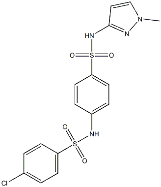 4-{[(4-chlorophenyl)sulfonyl]amino}-N-(1-methyl-1H-pyrazol-3-yl)benzenesulfonamide 结构式