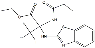 ethyl 2-(1,3-benzothiazol-2-ylamino)-3,3,3-trifluoro-2-(propionylamino)propanoate Structure