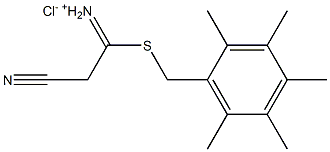 {2-cyano-1-[(2,3,4,5,6-pentamethylbenzyl)thio]ethylidene}ammonium chloride,,结构式