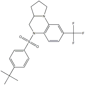 5-{[4-(tert-butyl)phenyl]sulfonyl}-8-(trifluoromethyl)-1,2,3,3a,4,5-hexahydropyrrolo[1,2-a]quinoxaline 结构式