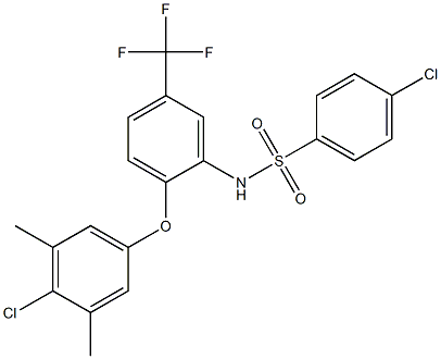 N1-[2-(4-chloro-3,5-dimethylphenoxy)-5-(trifluoromethyl)phenyl]-4-chlorobenzene-1-sulfonamide 结构式