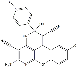 5-amino-10-chloro-2-(4-chlorophenyl)-2-hydroxy-1,2,3,11b-tetrahydrochromeno[4,3,2-de][1,6]naphthyridine-1,4-dicarbonitrile