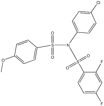 N-(4-chlorophenyl)-2,4-difluoro-N-[(4-methoxyphenyl)sulfonyl]benzenesulfonamide 化学構造式