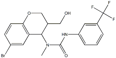 N-[6-bromo-3-(hydroxymethyl)-3,4-dihydro-2H-chromen-4-yl]-N-methyl-N'-[3-(trifluoromethyl)phenyl]urea 结构式