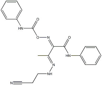 2-{[(anilinocarbonyl)oxy]imino}-3-[2-(2-cyanoethyl)hydrazono]-N-phenylbutanamide 化学構造式