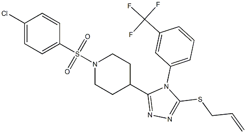 4-{5-(allylsulfanyl)-4-[3-(trifluoromethyl)phenyl]-4H-1,2,4-triazol-3-yl}-1-[(4-chlorophenyl)sulfonyl]piperidine 化学構造式