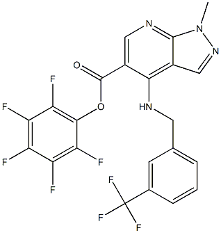2,3,4,5,6-pentafluorophenyl 1-methyl-4-{[3-(trifluoromethyl)benzyl]amino}-1H-pyrazolo[3,4-b]pyridine-5-carboxylate 结构式