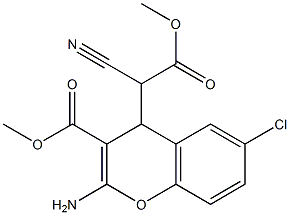 methyl 2-amino-6-chloro-4-(1-cyano-2-methoxy-2-oxoethyl)-4H-chromene-3-carboxylate Struktur