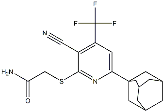 2-{[6-(1-adamantyl)-3-cyano-4-(trifluoromethyl)-2-pyridinyl]sulfanyl}acetamide Struktur