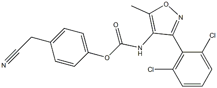 4-(cyanomethyl)phenyl N-[3-(2,6-dichlorophenyl)-5-methylisoxazol-4-yl]carbamate Struktur