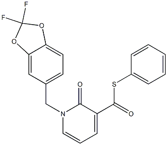 S-phenyl 1-[(2,2-difluoro-1,3-benzodioxol-5-yl)methyl]-2-oxo-1,2-dihydro-3-pyridinecarbothioate Structure