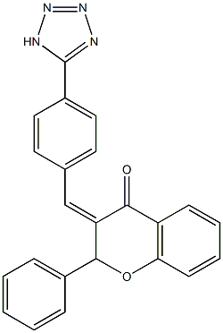 2-phenyl-3-[4-(1H-1,2,3,4-tetraazol-5-yl)benzylidene]chroman-4-one Struktur