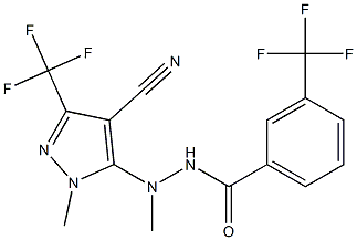 N'-[4-cyano-1-methyl-3-(trifluoromethyl)-1H-pyrazol-5-yl]-N'-methyl-3-(trifluoromethyl)benzenecarbohydrazide 化学構造式